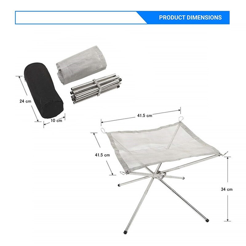 Folding Campfire Rack Outdoor Camping Incinerator Barbecue Burning Fire Folding Wood Stove