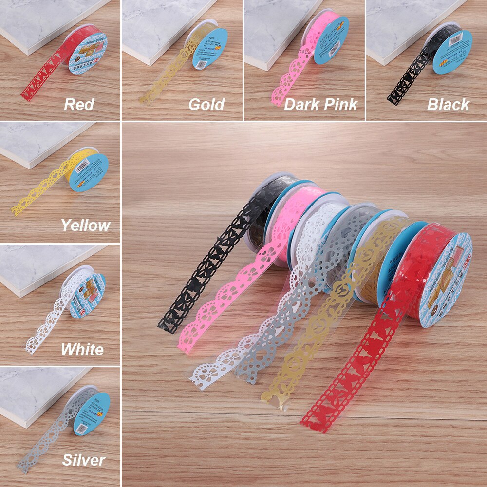 1Roll Bling PP Flower Masking Tape Sticky Paper Lace Ribbon Roll Self Adhesive Scrapbooking Sticker Album Decorative DIY Crafts