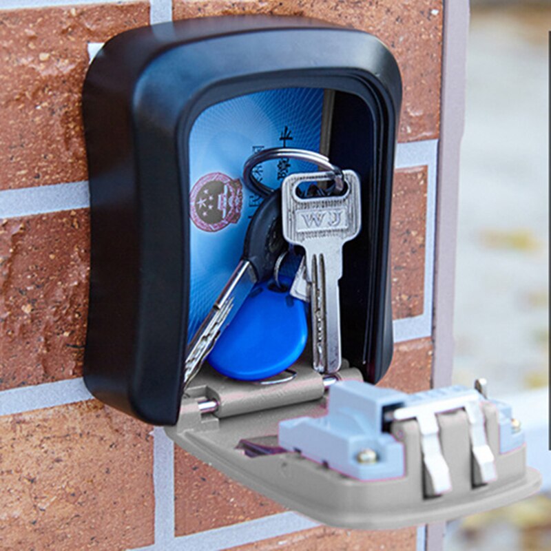 Key Lock Box Wall Mounted Aluminum alloy Key Safe Box Weatherproof 4 Digit Combination Key Storage Lock Box Indoor Outdoor
