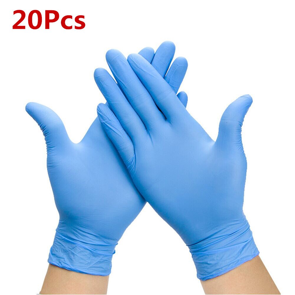 Guantes mecánicos de nitrilo para limpieza del hogar, guantes antiestáticos de laboratorio para decoración de uñas, 50 Uds./100 Uds./lote: Blue 20 pcs / L