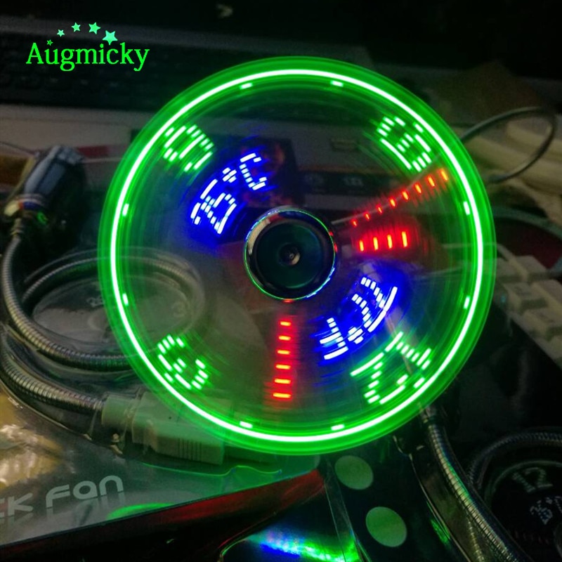Mini USB LED Clock and Temperature Fan For laptop Adjustable Display Summer Cooling Fans Office Desktop