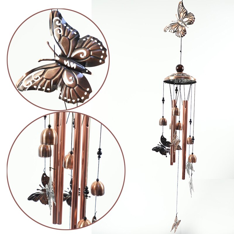90Cm Outdoor Vlinder Windgong Yard Tuin Buizen Bells Metal Electroplated 4 Buis Wind Klokken Thuis Windchime Decoratie