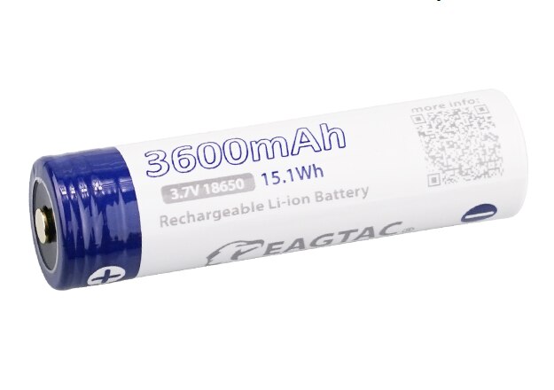 EAGTAC 18650 3600mAh 3.7V Protected Li-ion Battery (10A discharge) Korea Cell