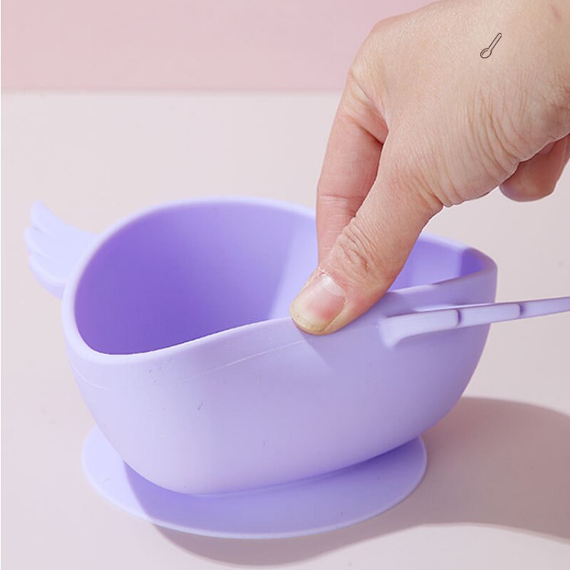 3Pcs/set Baby Silicone Bowl Infant Food Grade Complementary Feeding Tableware Set Baby Toddler Training Spoon Fork Set with Box