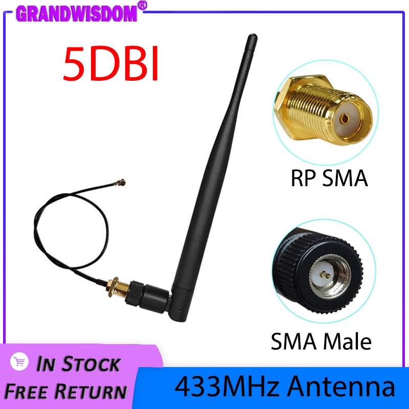 433MHz Antenne LORA LORAWAN 5dbi SMA Stecker 433 IOT antena wasserdichte gerichtet antenne 21cm RP-SMA/u.FL Zopf Kabel