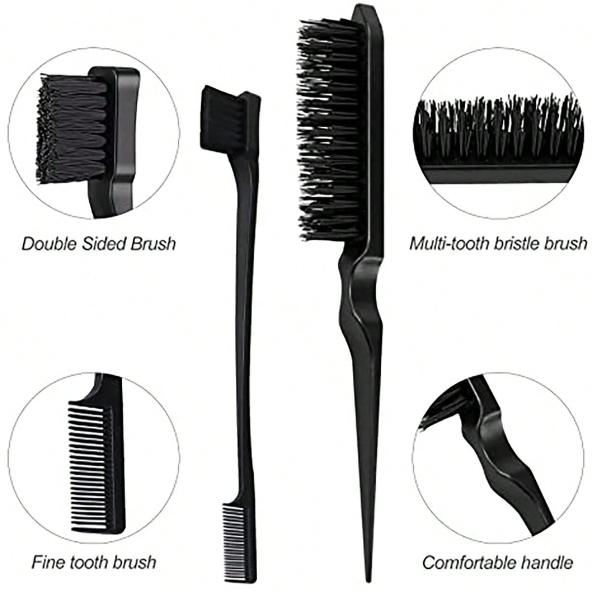 3 stks styling kam set met triple traan haar borstel muis staart kam rand borstel, salon haar styling tool Speciaal voor echt haar pruiken