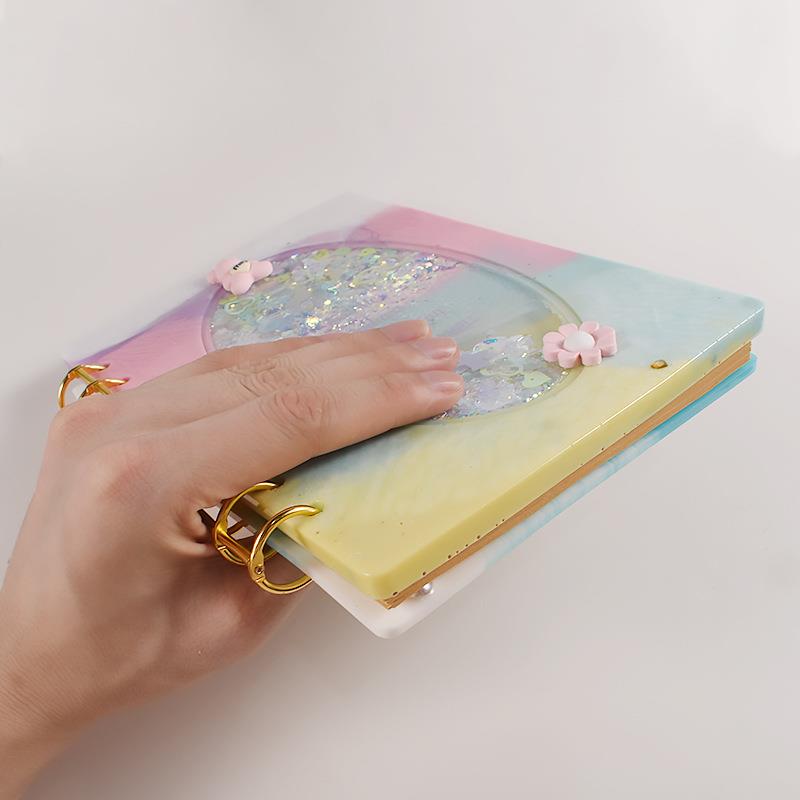 A5 Quicksand cahier couverture résine moule bricolage cristal UV époxy Silicone moules livre Transparent résine moulage moules