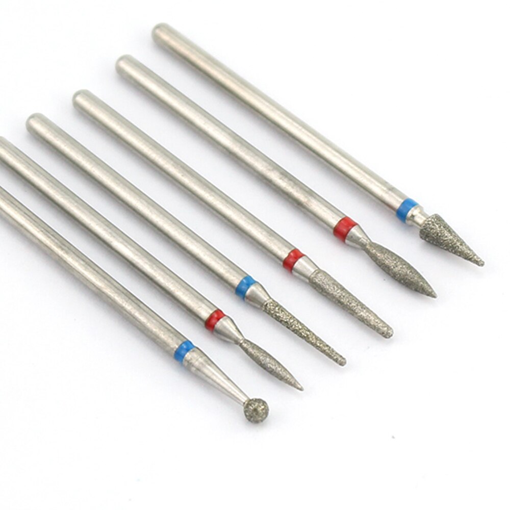 6pc Diamond Nail Drill Bit Set Rotary Electric Manicure Drills Milling Cutter for Pedicure Cuticle Clean Tool Nail Art Equipment