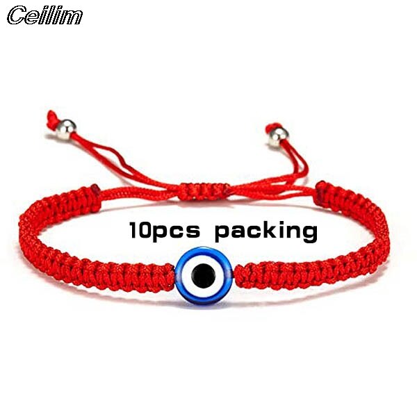 Pulsera de cordel rojo con 7 nudos, 10 Uds., hecha a mano, protección para ojos, amuleto de la buena suerte para el éxito, amistad de la pareja: 10pcs style f