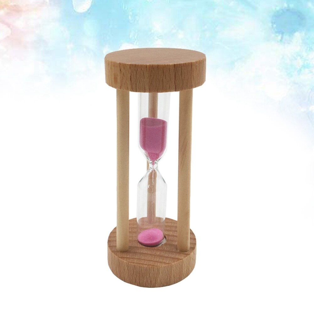 3 Min Wooden Sandglass Hourglass Orange Sand Timer Clock Table Desktop Decoration: Pink