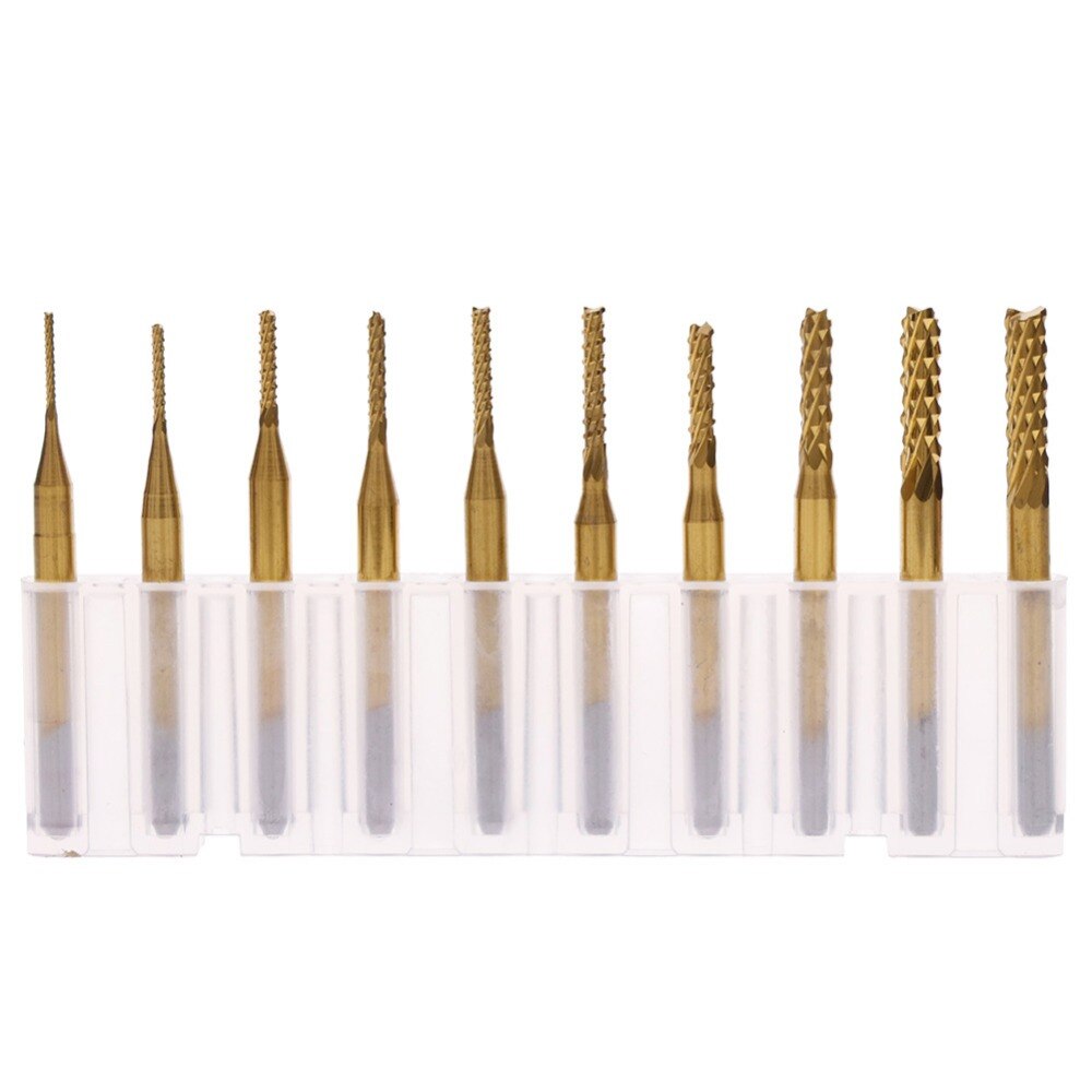 Wood router bit 0.8-3.175mm titanium coating pcb strawberry metal cutting CNC rotating burr tungsten carbide wood cutter #272398