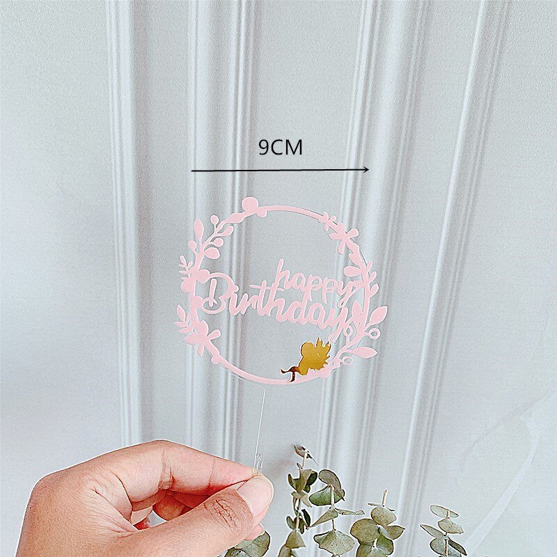 Flower Happy Birthday Cake Topper Garland Letter Cupcake Cake Top Flags for Kids Birthday Party Cake Toppers Baby Shower Supplie: 14 cake topper