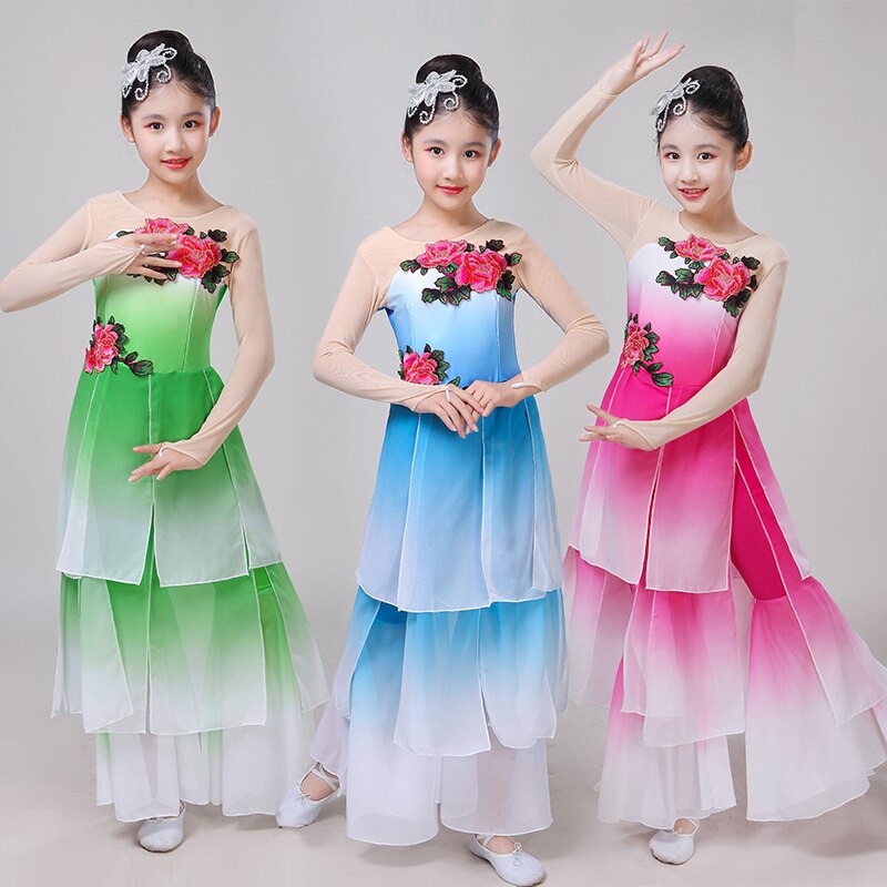 freundlicher klassische tanzen tanzen kleidung mädchen elegante Chiffon leistung tanzen kostümich traditionellen chinesischen tanz kostüm