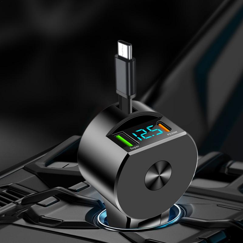 Car Charger Adapter USB Fast Charging Mobile Phone Charger For Auto LED Intelligent Digital Display Small Car Adapter For SUVs