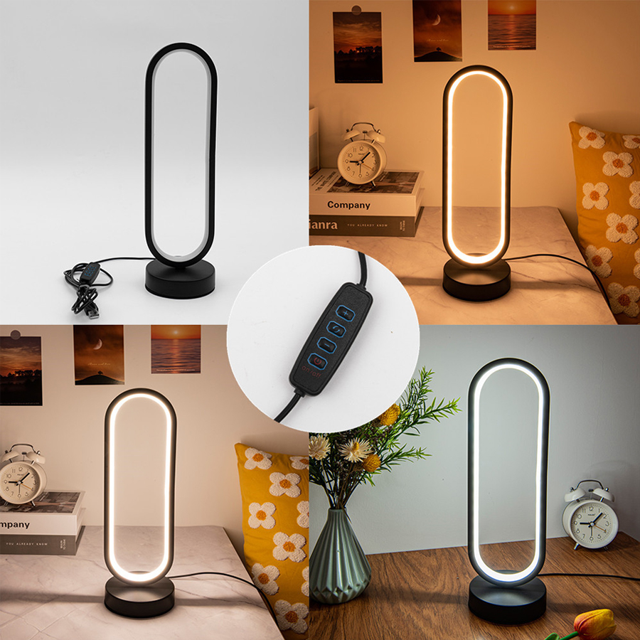 Spiral led natlampe dæmpbar 3 farver bordlampe til stue kontor skrivebord soveværelse sengelampe usb-stik