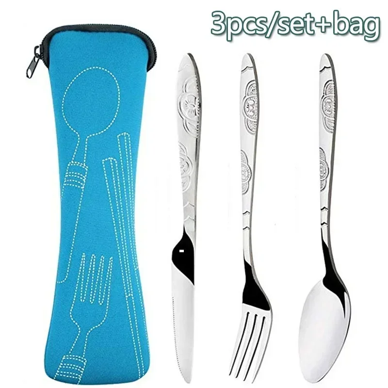 Juego de vajilla de Picnic lavable con cremallera, Kit de cubiertos de viaje, estuche, bolsa portátil para cena, herramienta doméstica, cuchara de viaje para acampar