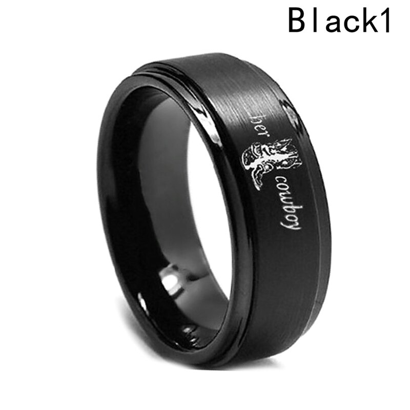 1 st Zijn Angel Haar Cowboy Letters Print Fashipon Liefhebbers Ring Vrouwen Mannen Paar Mode Verlovingsring Sieraden