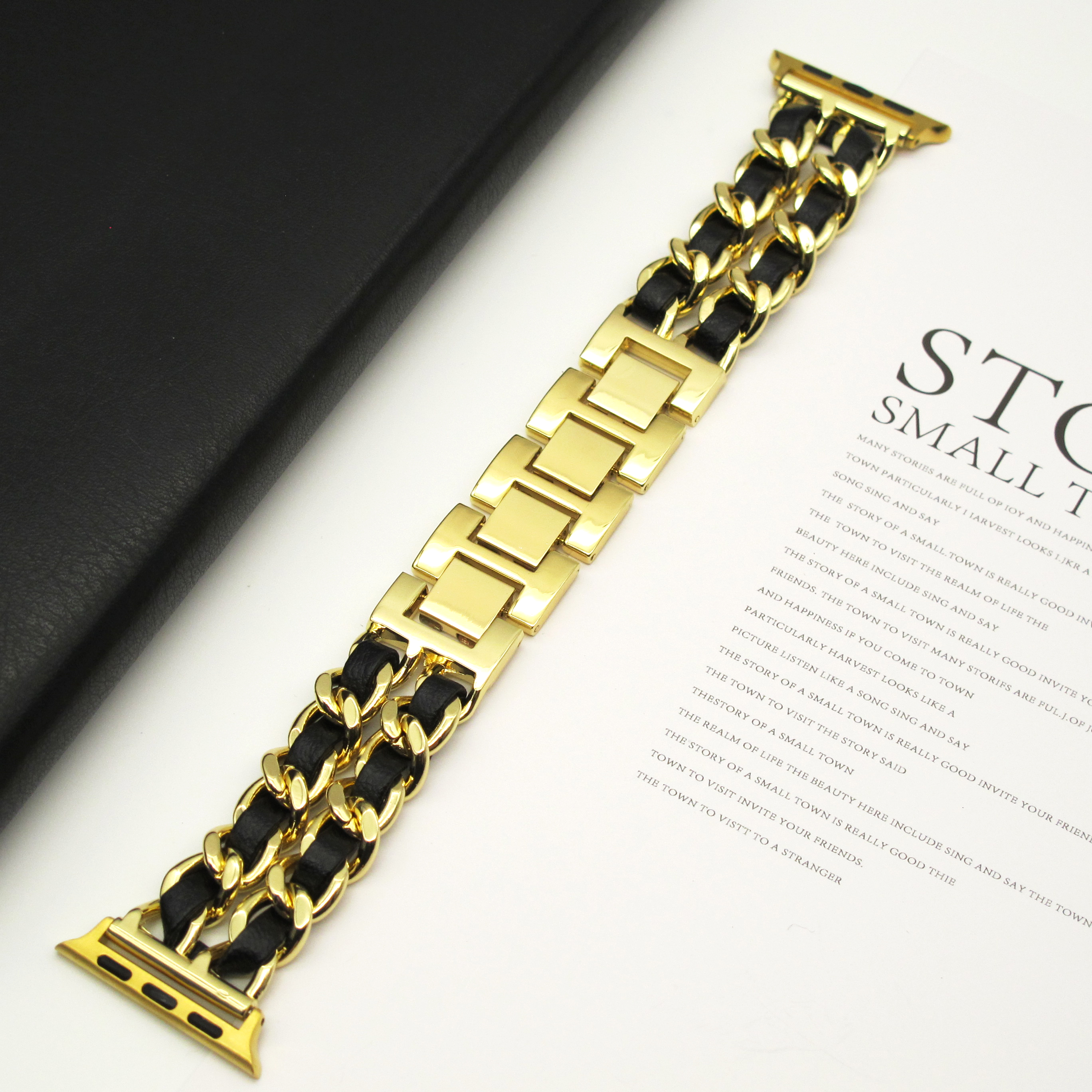 Metal Double Chain Strap for Apple Watch S10 42MM Strap Ultra 49mm 46 45 44 40 41 38mm Strap for iWatch Series 987654: 20 / Khaki