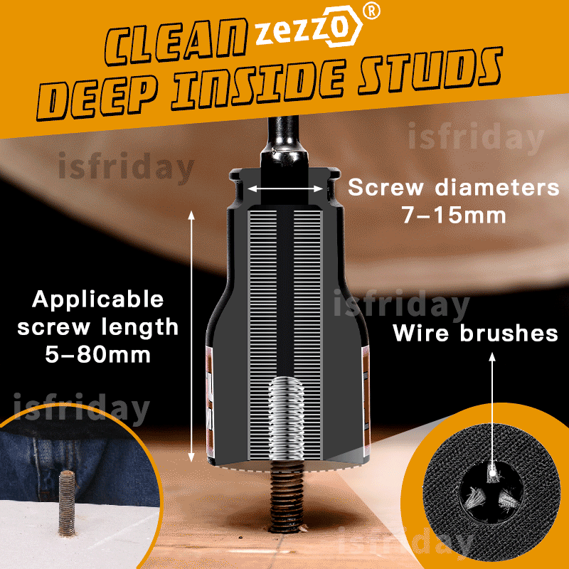 Zezzo Stud Rust Removal Tool Fast And Easy Rust Removal Hand Tools Fits 1/2" Impact Wrenches And Electric Drills