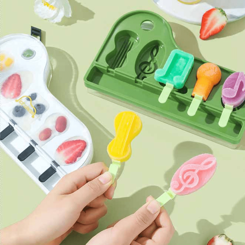 1Pc Piano-Shaped Ice Cream Mold - Diy Homemade Sorbet & Treats, Easy-Release Plastic Popsicle Maker For Parties And Use