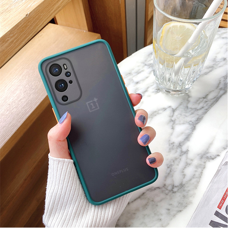 Mat doorschijnend telefoonhoesje voor oneplus 9, oneplus 9r, 8 pro , 8t nord  ce 5g, nord  n10 n100, siliconen frame, harde, transparante hoes.: Pvc / Bruin