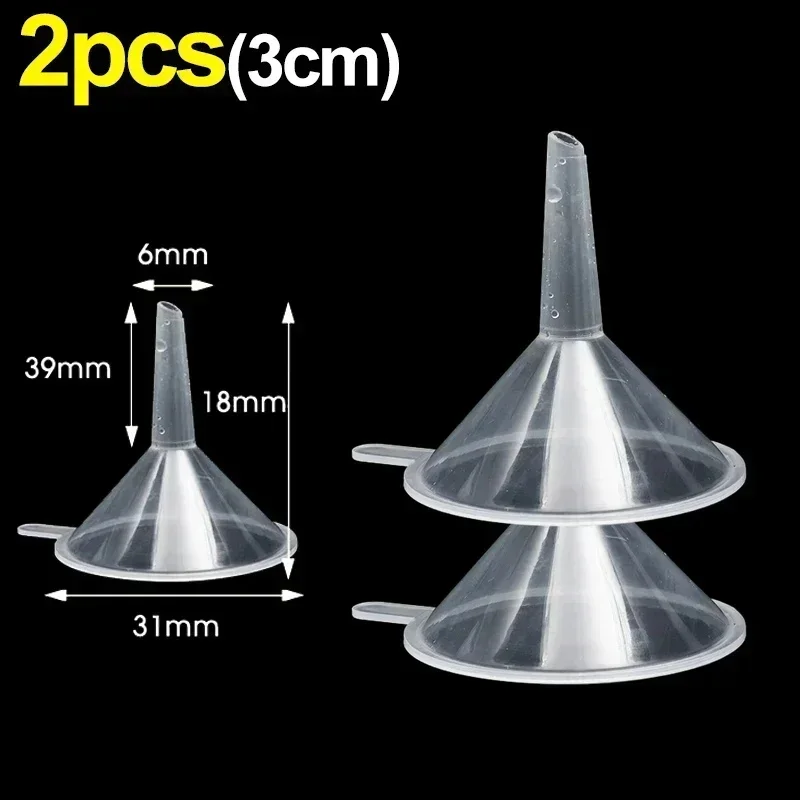 Mini embudos transparentes de plástico, embudos de aceite líquido de boca pequeña, dispensador de líquido cosmético, herramientas de llenado de botellas de laboratorio, 2/50 Uds.: Naranja