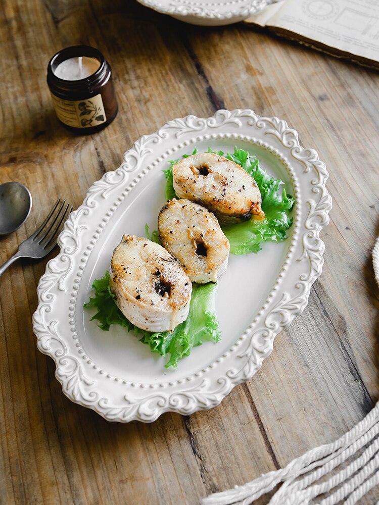 Assiette à dîner en céramique 8-10 ", Style Baroque français rétro, en relief, de Style palais, vaisselle européenne, assiettes à dîner occidentales, bol à soupe