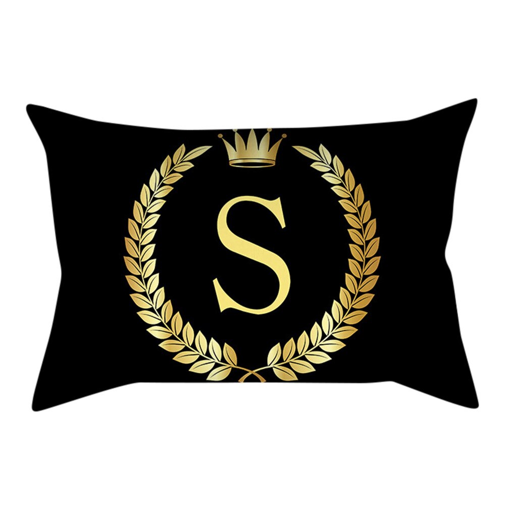 Or noir lettre taie d'oreiller oreillers décoratifs pour canapé housse de coussin taie d'oreiller pour la décoration intérieure Cojines Decorativos Para Sofá: N