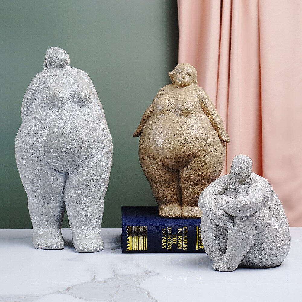 Abstract Fat Lady Figurines Art Yoga Plump Women Statues Resin Female Character Tabletop Decor Crafts Home Decoration Ornaments