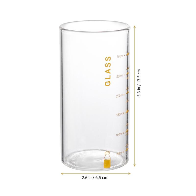 301-400ml enkle glas vand målekrus flaske kop bærbar glas juice mælkekop med skala bordservice til hjemmekontor