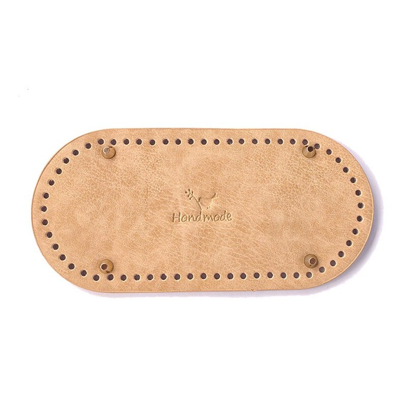 1PC 25x12cm Bag Bottom Base Oval DIY Tote Bag Handmade Crochet Shaper Leather Purse Insert Accessories: pu leather khaki
