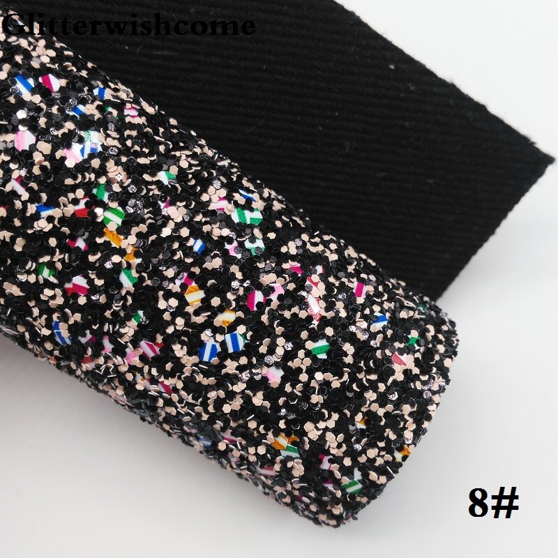 Glitterwishcome 21X29CM A4 Size Synthetisch Leer, Chunky Glitter Leer, faux PU Leer stof Vinyl voor Bows, GM037A: 8