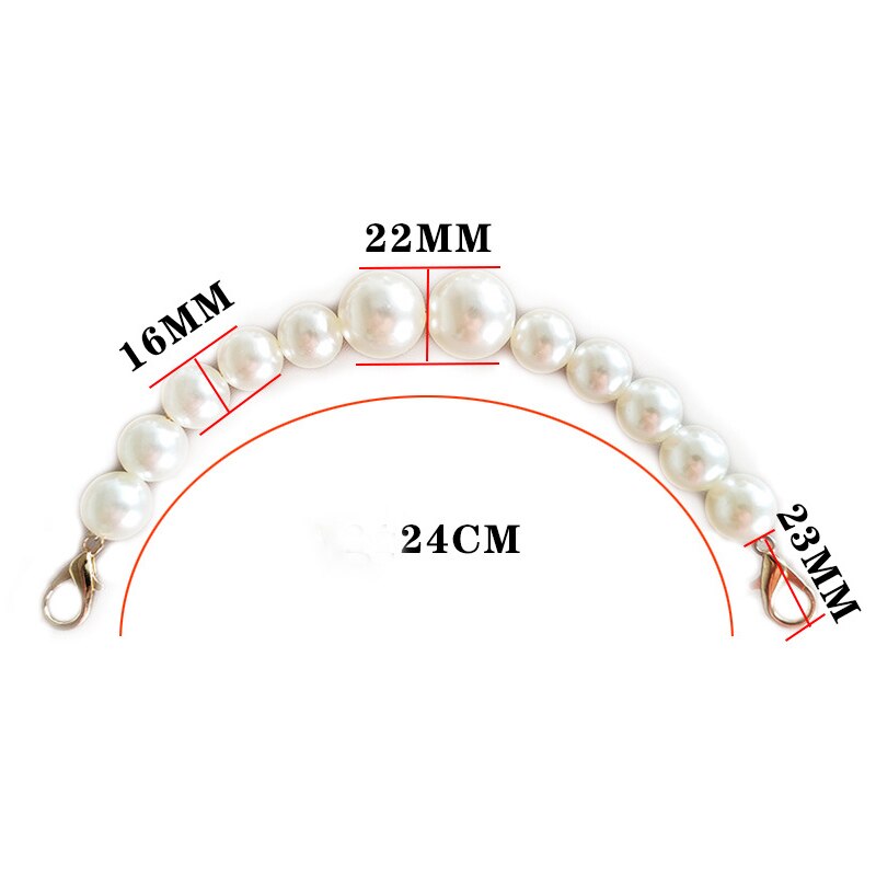 1 Pcs Pearl Beaded Short Bag Straps 24cm Short Shoulder Belt Purse Handle Diy Chain Bag Accessories women cute bead chain: Default Title