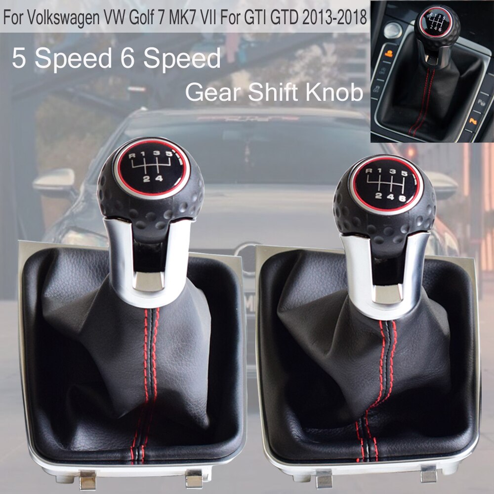 For VW Golf 7 A7 MK7 For GTI GTD Car 5/6 Speed Gear Stick Level Shift Knob With Leather Boot LHD