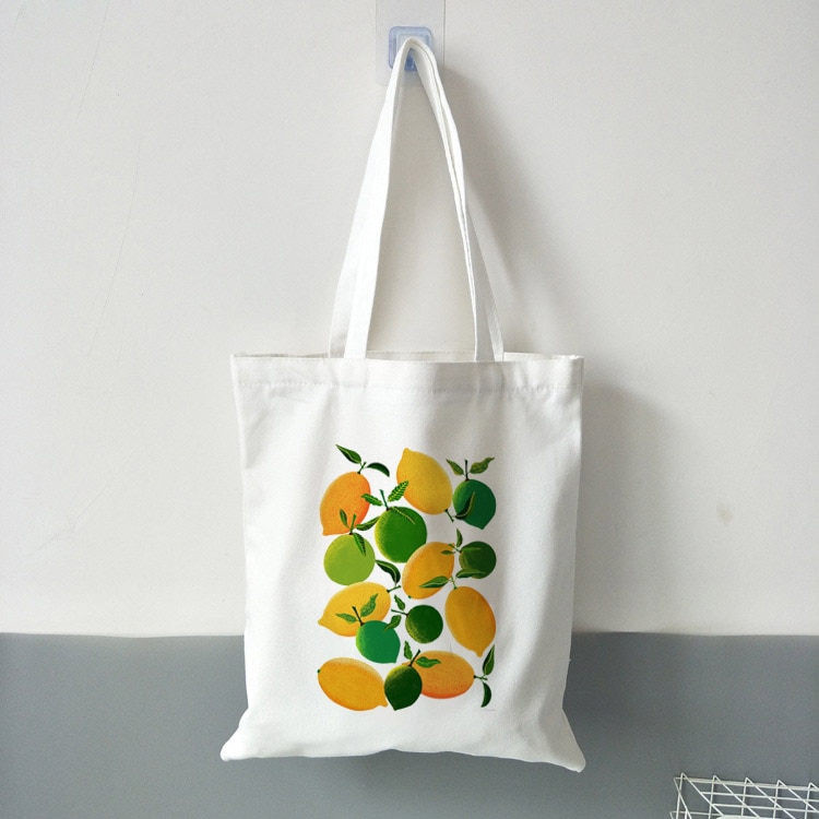Oranje Oogst Canvas Draagtas Voor Vrouwen Doek Cartoon Witte Schoudertas Leuke Boodschappentassen Vrouwelijke Partij Handtas: B0364-TBWH-M