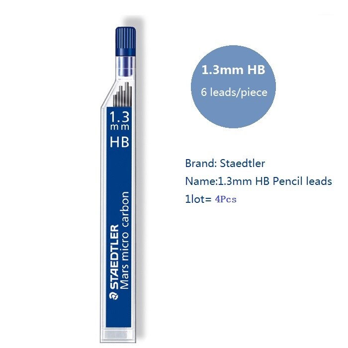 Staedtler 771 1.3mm mekanisk blyant automatisk blyant eller matchende blyant fører kontor- og skoleskrivematerialer: 4 stk blyantledninger