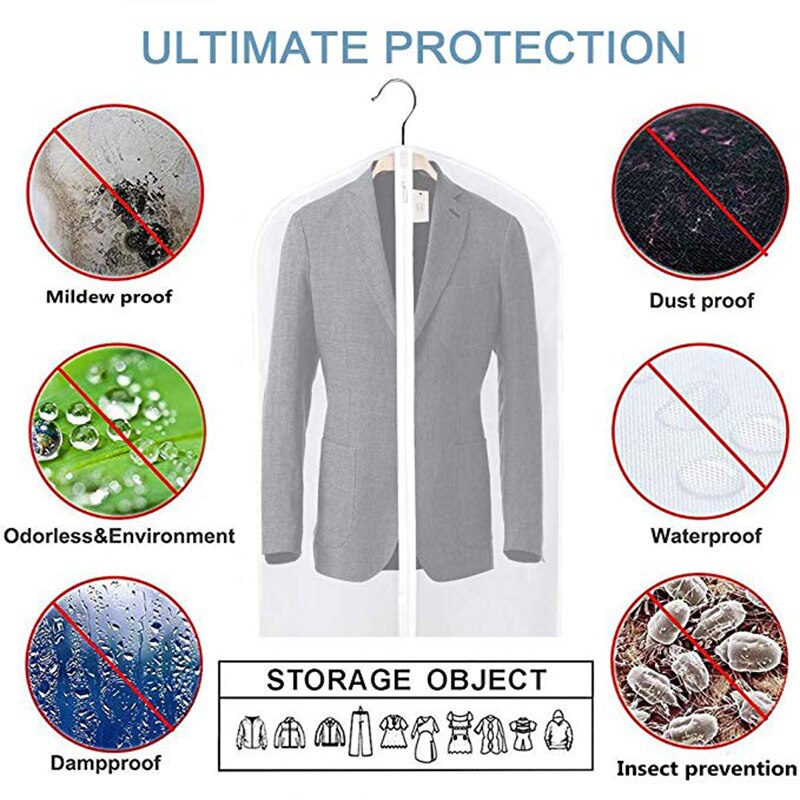 Clothes Dust Cover Storage Bag Transparent Suit Coat Coat Dust Jacket Waterproof Household Wardrobe Storage Jacket Clothing Box