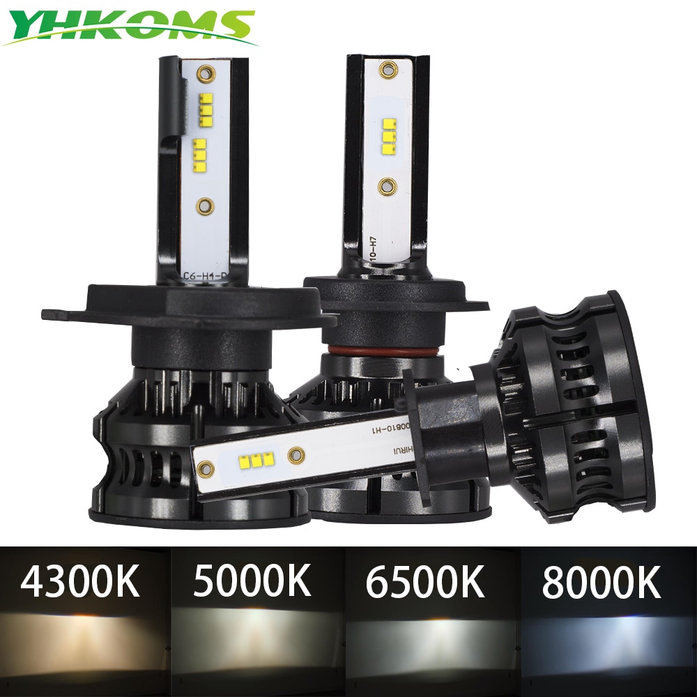 YHKOMS H4 Led 4300K ZES H1 H7 LED 5000K 8000K H8 H9 H11 9005 HB3 9006 HB4 H3 80W 16000LM Automatique De Phare de Voiture Antibrouillard 12V 6500K
