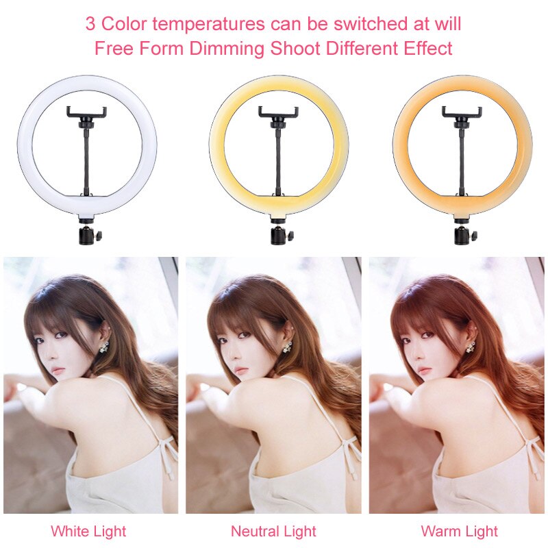 Fotografie Lamp Licht Ring Met Telefoon Houder Selfie Usb Plug Dimbare 6 8 10 12 14 Inch Beschikbaar In verschillende Maten