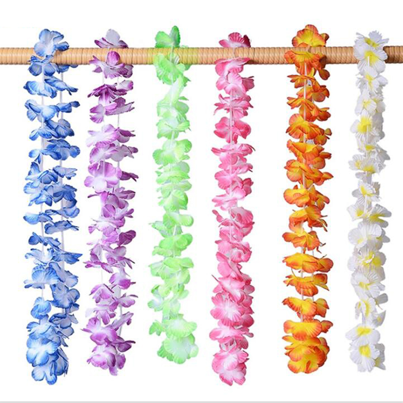 36 stks/pak Hawaiian Party Kunstmatige Bloemen leis Garland Ketting Hawaii Strand Bloemen Luau Zomer Tropical Party Decoratie