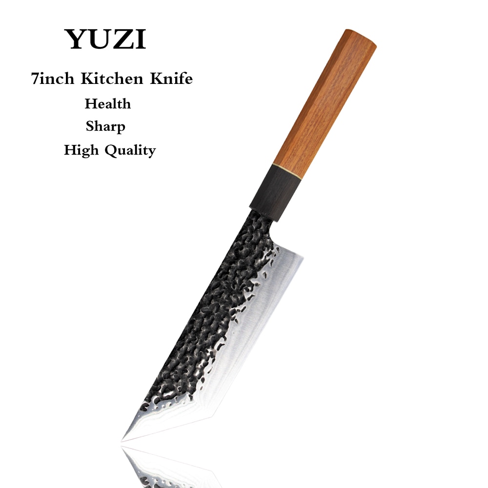 Kitchen Knives 6Pcs set Forged Chef Knife Set Stainless Steel Japanese Santoku Knife Kiritsuke Knife Fishing Utility Knife: 7 in kitchen knife