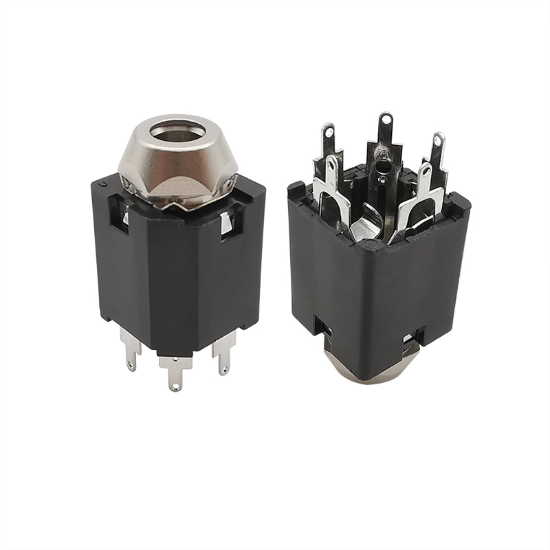 1/2/5Pcs 6.35mm 5 Pin Female Socket 6.35 Audio Microphone / Guitar Jack Panel Mount Solder 1/4 inch Connector