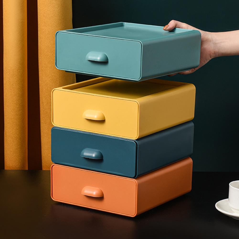 Organizer Drawer Collapsible Large Capacity ABS Stackable Desktop Storage Box for Bathroom