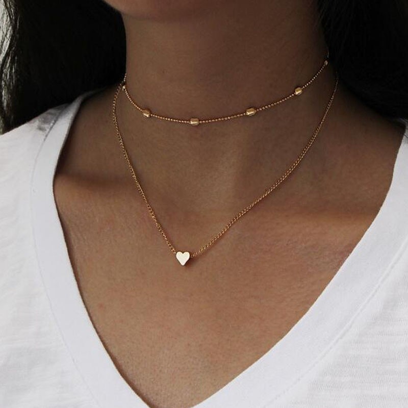 Hot 2021 Hot Lovely Style 2 strati amore cuore collana regolabile multistrato collana girocollo per regalo 2 pz/set
