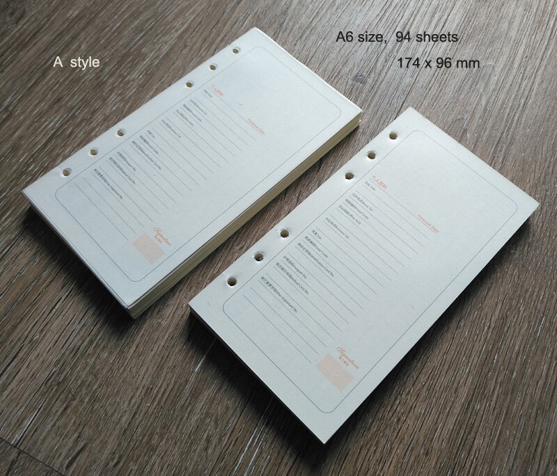 A5 a6 folha solta reenchida bloco de notas de papel almofada de escrita sketchbook compostion livro para caderno planejador livro material escolar escritório: A6 size A style 2PCS