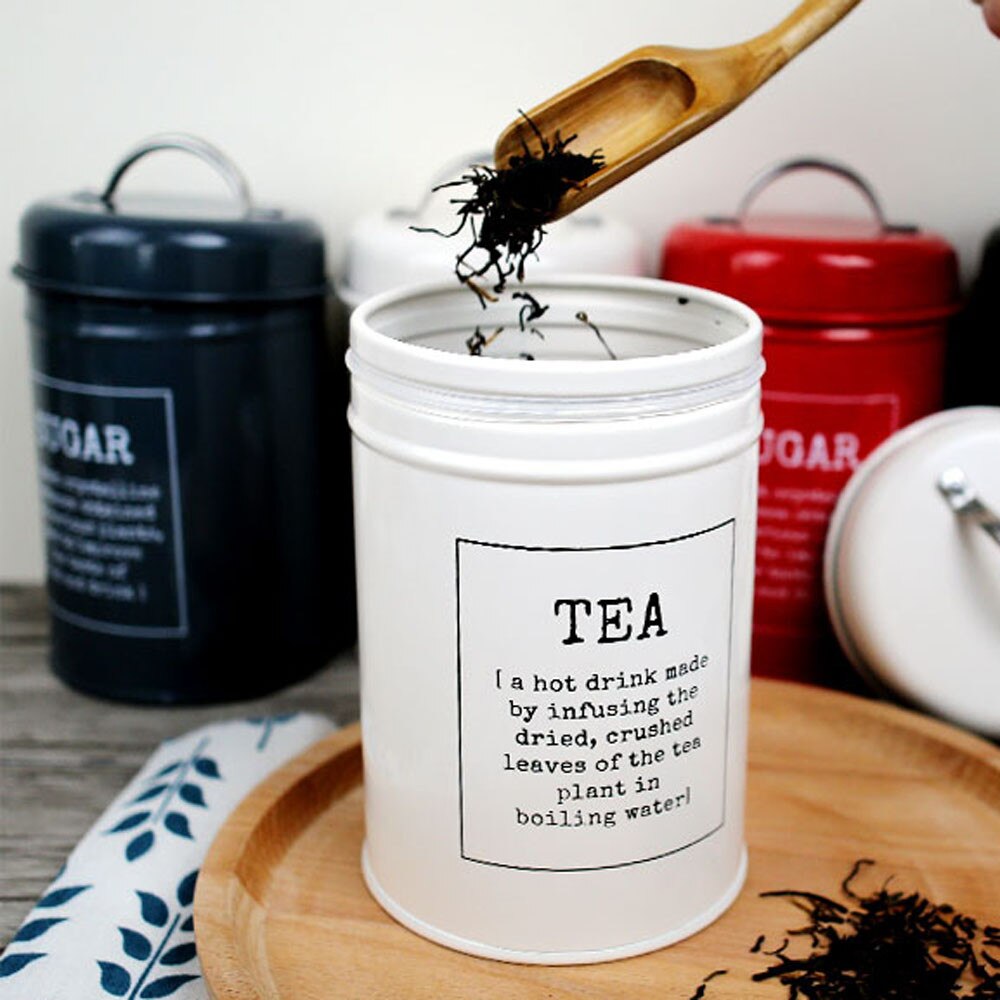 3 in 1 Set Metal Seal Box Tea Coffee Sugar Storage Jar Kitchen Sealing Container Home Candy Cereal Milk Powder Organizer Jar