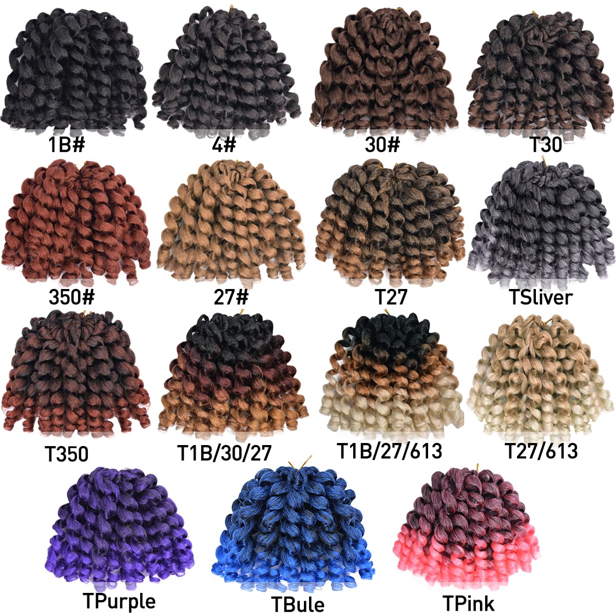 Extensión de cabello sintético degradado para mujeres negras, rizo de varita Jumpy, trenzas de ganchillo, cabello rizado de rebote jamaiquino