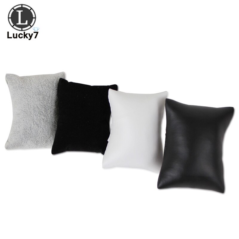 S-Size Jewelry Pillow Stand Velvet PU Holder Organizer Bracelet Case Bangle Anklet Watch Display Photography Prop