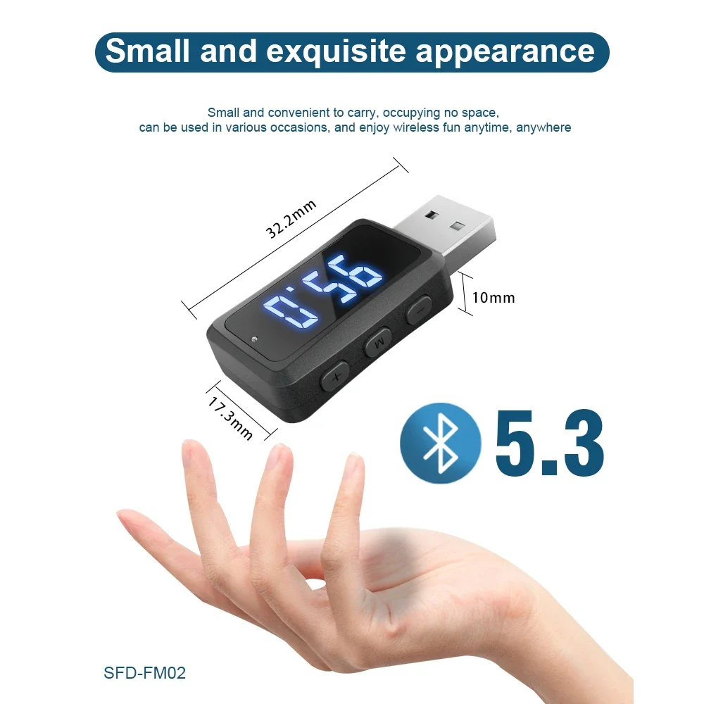 Bluetooth 5.4 Autozender Ontvanger Handsfree bellen Carkit Mini USB Power Auto Draadloze audio-adapter voor FM-radio