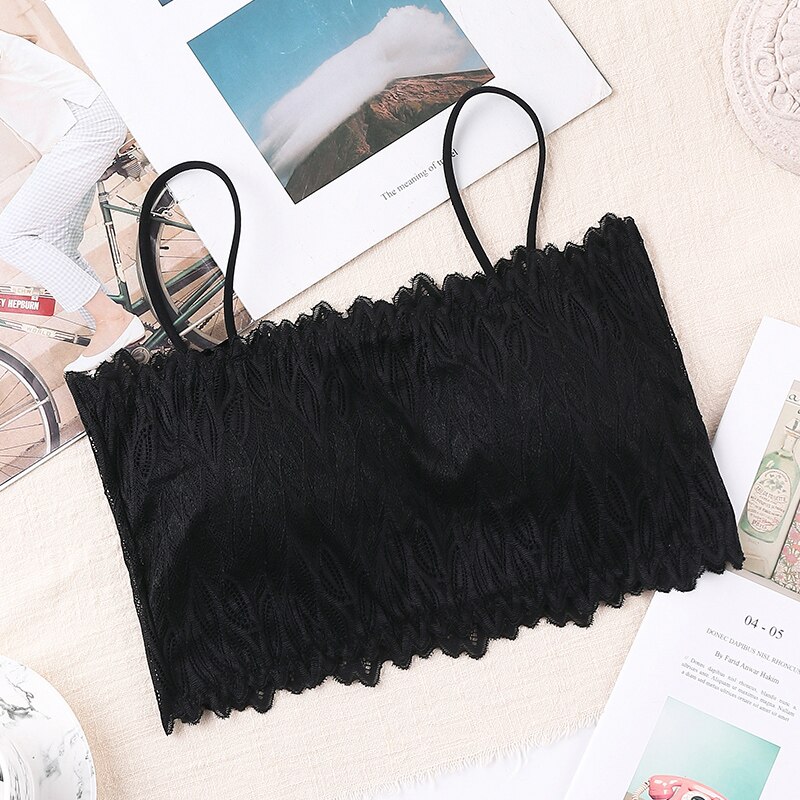 Lace Bra for Small Breasts Kids Girl Solid Bra Top Vest Children Training Bra Teenager Underwear Young Girl Wirefree Bras: black
